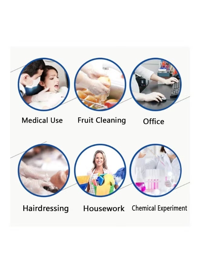 طقم قفازات من الفينيل خالية من البودرة للاستخدام مرة واحدة مكون من 100 قطعة لارج - Image 3